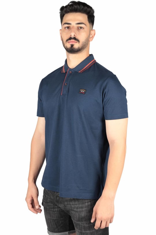 Paul Shark Paul Shark Erkek Marka Logo Detaylı Regular Fit Kısa Kollu Mavi Büyük Beden Polo Yaka T-Shirt A20P1773A-433