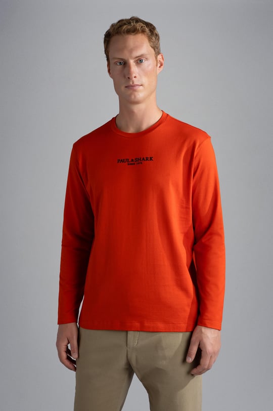 Paul Shark Paul Shark Erkek Marka Logolu Uzun Kollu Rahat Turuncu T-Shirt 13311624-973