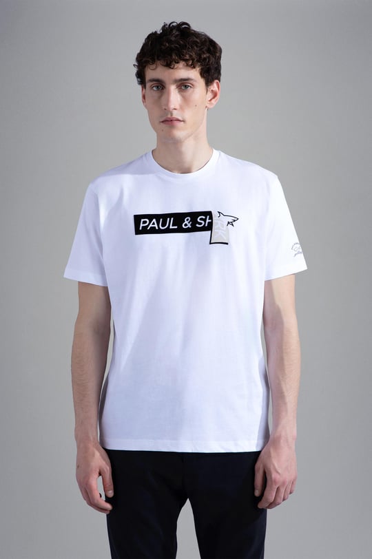 Paul Shark Paul Shark Erkek Marka Logolu Kısa Kol Yuvarlak Yaka Beyaz T-Shirt 13311635-010