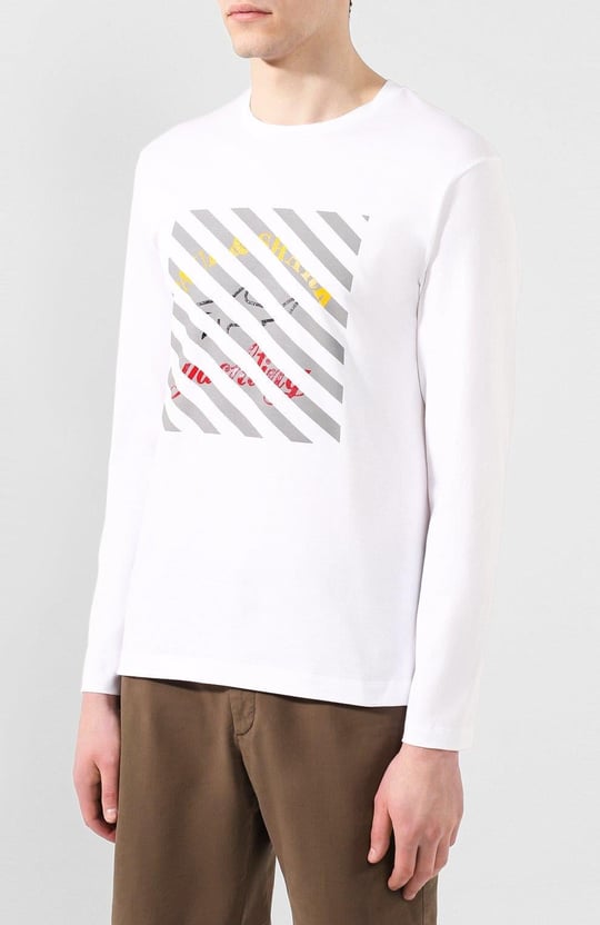 Paul Shark Paul Shark Erkek Marka Logo Detaylı Regular Fit Uzun Kollu Beyaz T-Shirt P20P1502-010