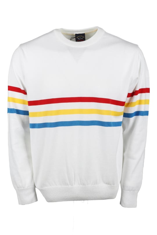Paul Shark Paul Shark Erkek Marka Logo Detaylı Regular Fit Uzun Kollu Beyaz Kazak P20P1511-304