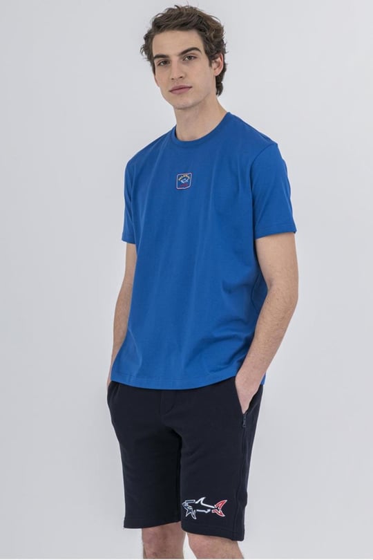 Paul Shark Paul Shark Erkek Marka Logolu Basic Bisiklet Yaka Kısa Kollu Mavi T-Shirt 22411008-726