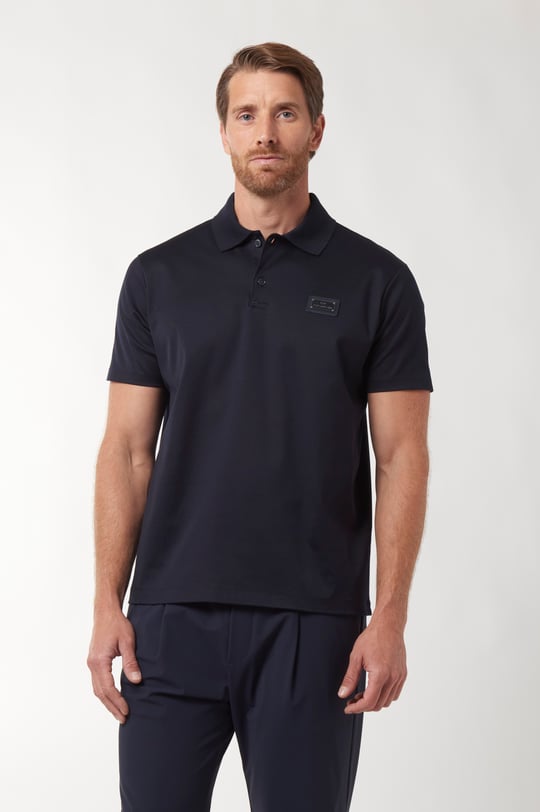 Paul Shark Paul Shark Erkek Normal Kalıp Logo Etiketli Esnek Pamuklu Kısa Kollu Lacivert Polo Yaka T-Shirt 16311719-50D