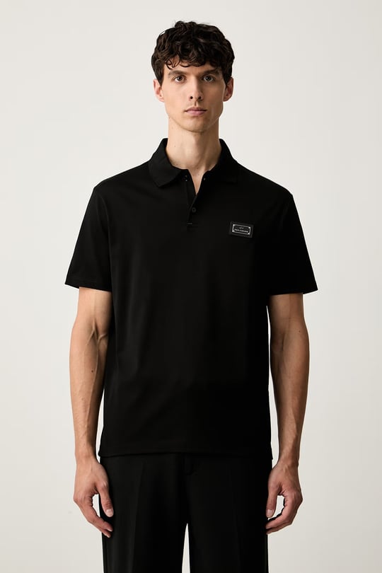 Paul Shark Paul Shark Erkek Normal Kalıp Logo Etiketli Esnek Pamuklu Kısa Kollu Siyah Polo Yaka T-Shirt 16311719-11D
