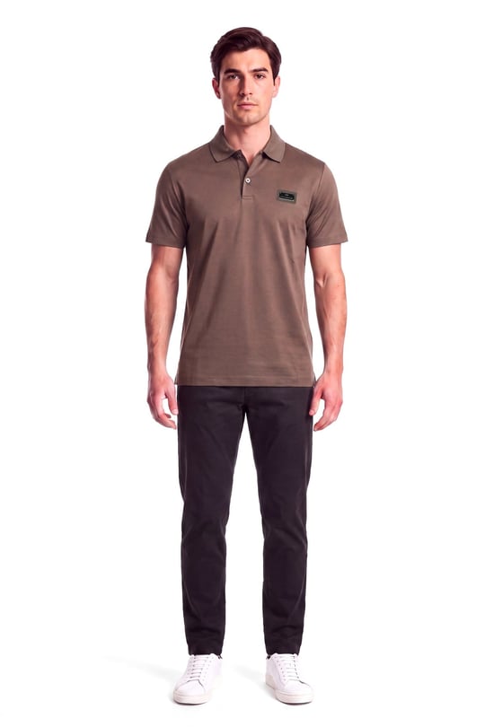 Paul Shark Paul Shark Erkek Normal Kalıp Logo Etiketli Esnek Pamuklu Kısa Kollu Kahverengi Polo Yaka T-Shirt 16311719-36D