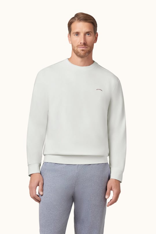 Paul Shark Paul Shark Erkek Normal Kesim Logo Detaylı Yuvarlak Yakalı Pamuklu Uzun Kollu Beyaz Sweatshirt 16311828-965