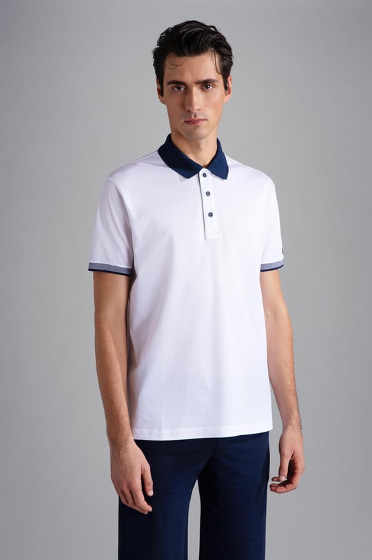 Paul Shark Paul Shark Erkek Pamuklu Polo Yakalı Düğme Kapamalı Kısa Kollu Beyaz Polo Yaka T-Shirt 24411316-010