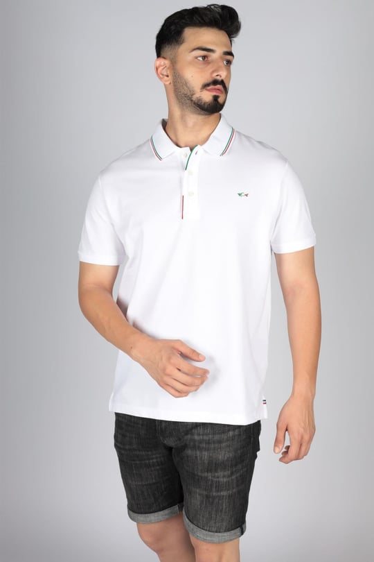 Paul Shark Paul Shark Erkek Pamuklu Regular Fit Düz Kısa Kollu Beyaz Polo Yaka T-Shirt 23411214-010