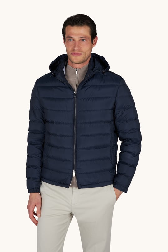 Paul Shark Paul Shark Erkek Pamuklu Regular Fit Kapitoneli Kapüşonlu Fermuarlı Lacivert Ceket 99312008A-013