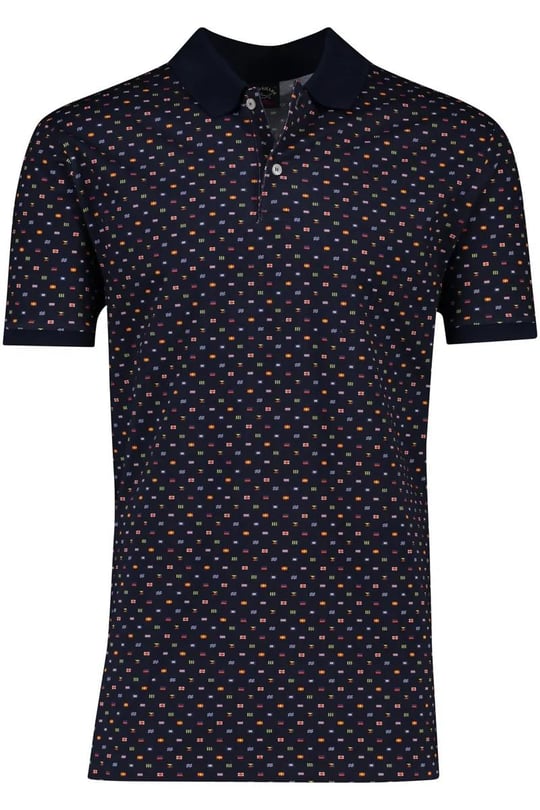 Paul Shark Paul Shark Erkek Pamuklu Regular Fit Desenli Kısa Kollu Lacivert Polo Yaka T-Shirt 23411319-013