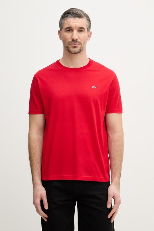 Paul Shark Paul Shark Erkek Regular Fit Ribanalı Yakalı Metalik Logo Detaylı Pamuklu Kısa Kollu Kırmızı T-Shirt 99311005-577