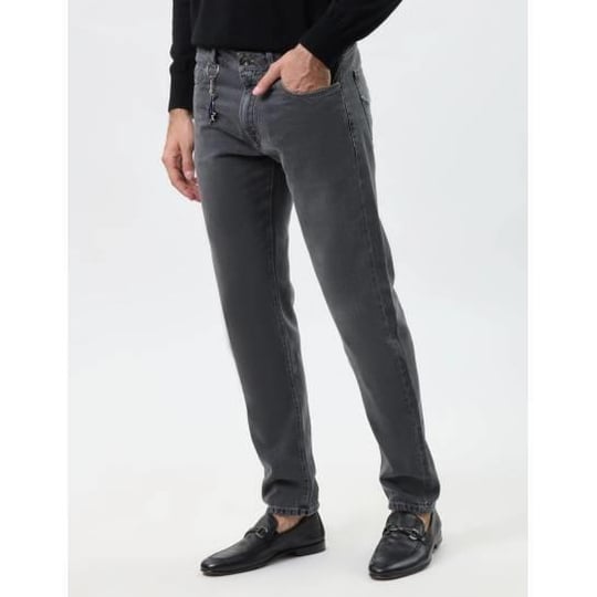 Paul Shark Paul Shark Erkek Regular Fit Normal Bel Düz Paça Pamuklu Esnek Denim Gri Pantolon 15314160-J08
