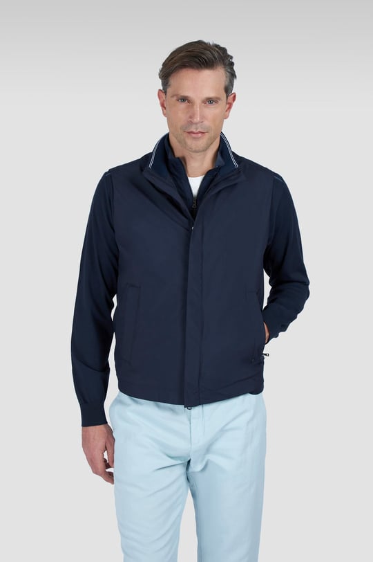 Paul Shark Paul Shark Erkek Regular Fit Rahat Esnek Kumaş Dik Yaka Uzun Kollu Lacivert Yelek 25412657-013