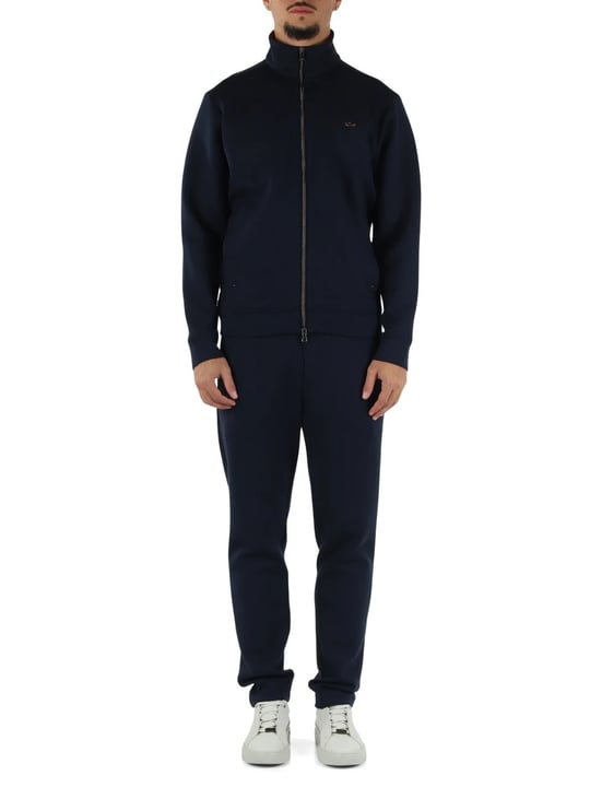 Paul Shark Paul Shark Erkek Regular Fit Metalik Logolu Dik Yakalı Beli İp Bağlamalı Modal ve Pamuk Karışımlı Lacivert Eşofman Takımı 16311901-51E