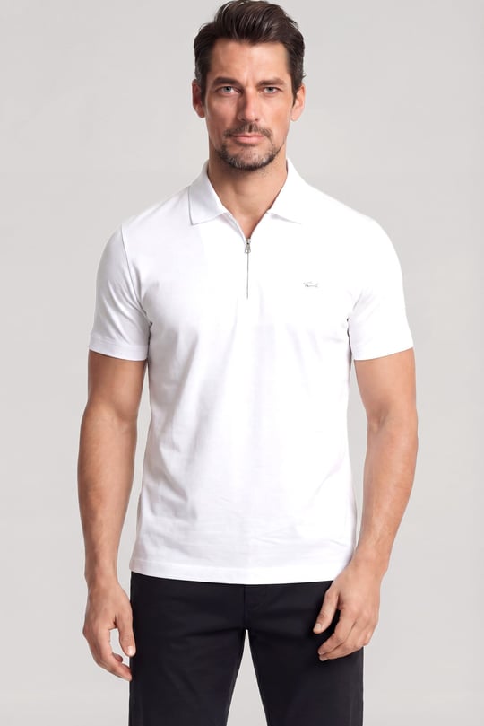Paul Shark Paul Shark Erkek Regular Fit Logo Detaylı Pamuklu Kısa Kollu Beyaz Polo Yaka T-Shirt 26411262SM-010