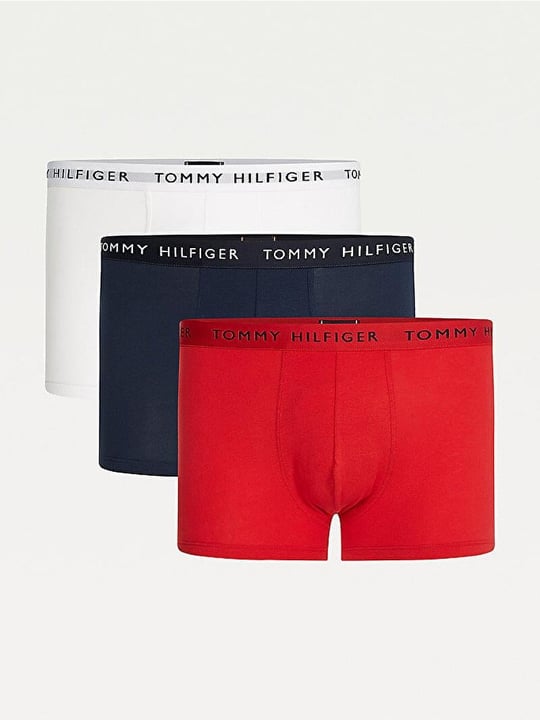 Tommy Hilfiger Tommy Hilfiger Erkek Beli Lastikli Logolu Rahat Kesim Lacivert-Kırmızı-Beyaz Boxer UM0UM02203-0WS
