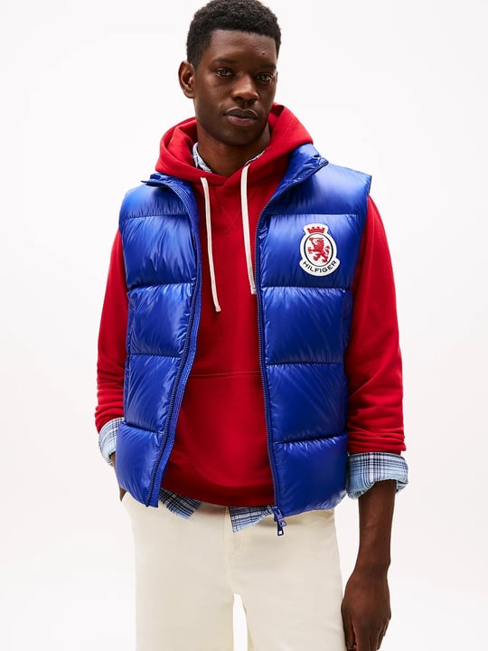 Tommy Hilfiger Tommy Hilfiger Erkek Dik Yaka Kolsuz Şişme Fermuar Kapama Mavi Yelek MW0MW41514-D03