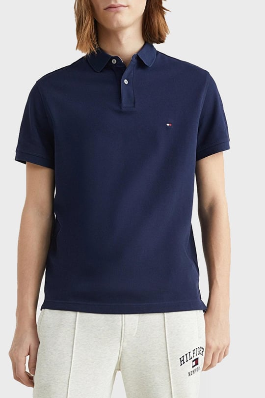 Tommy Hilfiger Tommy Hilfiger Erkek Dokuma Polo Yaka Kısa Kol Günlük Lacivert Polo Yaka T-Shirt MW0MW17770-DCC