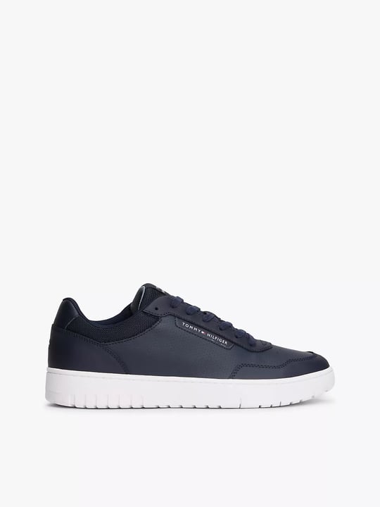 Tommy Hilfiger Tommy Hilfiger Erkek Düz Taban Marka Yazı Desenli Bağlamalı Mavi Sneaker FM0FM05466-DW5