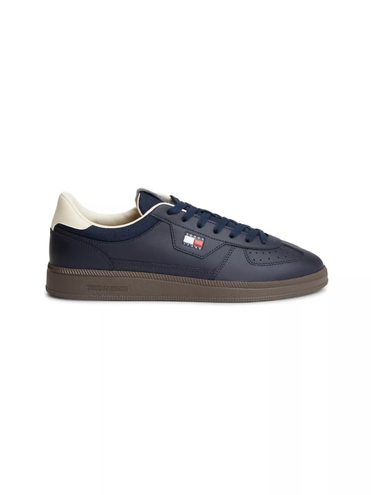 Tommy Hilfiger Tommy Hilfiger Erkek Hakiki Deri Karışımlı Kaplamalı Yüzey Renkli Logo Detaylı Lacivert Sneaker EM0EM01762-C1G