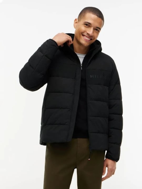 Tommy Hilfiger Tommy Hilfiger Erkek Kalın Yalıtımlı Çıkarılabilir Kapüşonlu Kapitone Desenli Uzun Kollu Siyah Mont MW0MW45273-BDS