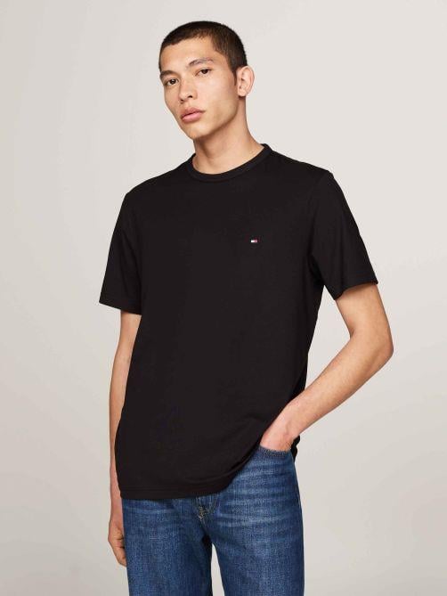 TOMMY HILFIGER Tommy Hilfiger Erkek Kısa Kol Bisiklet Yaka Tommy Hilfiger Yazı Desen Slim Fit Siyah T-Shirt MW0MW37313-BDS