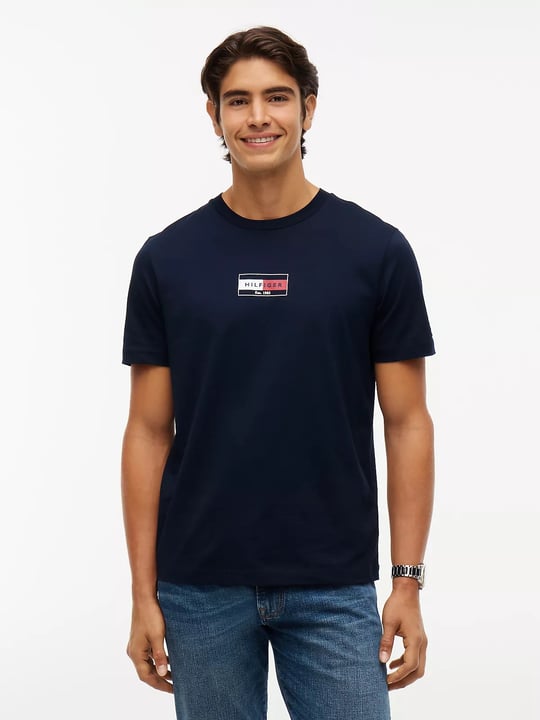 Tommy Hilfiger Tommy Hilfiger Erkek Kısa Kol Pamuklu Regular Fit Lacivert T-Shirt MW0MW44882-DW5