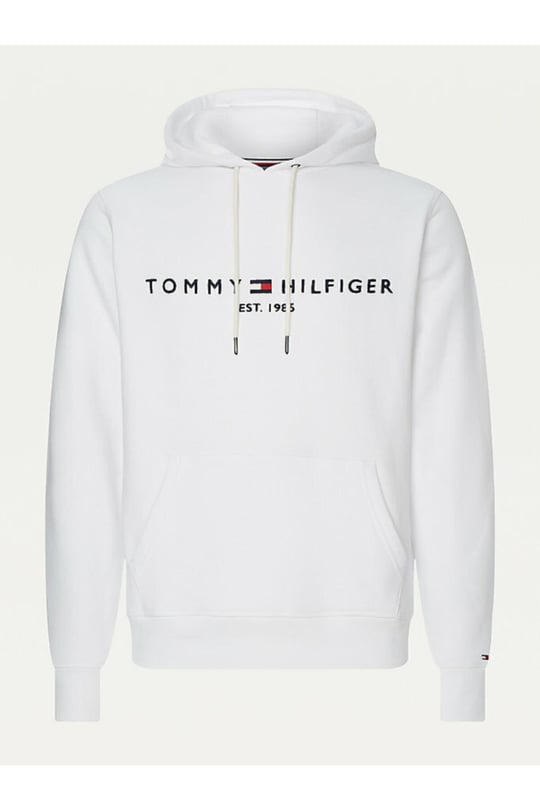 Tommy Hilfiger Tommy Hilfiger Erkek Logolu Kapüşonlu Uzun Kollu Günlük Kullanım Beyaz Sweatshirt MW0MW11599-YBR