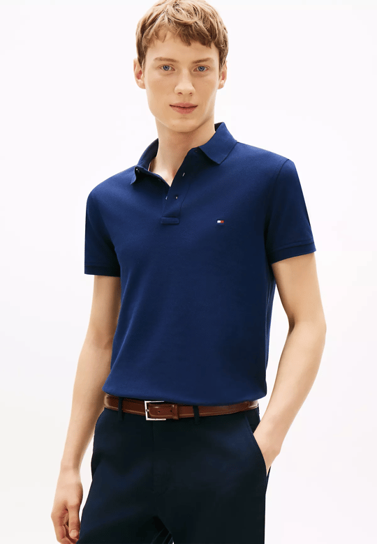 Tommy Hilfiger Tommy Hilfiger Erkek Pamuklu Polo Yakalı Düğme Kapamalı Kısa Kollu Mavi Polo Yaka T-Shirt MW0MW17771-DCC