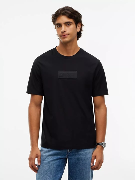 Tommy Hilfiger Tommy Hilfiger Erkek Pamuklu Bisiklet Yaka Kısa Kollu Siyah T-Shirt MW0MW44888-BDS