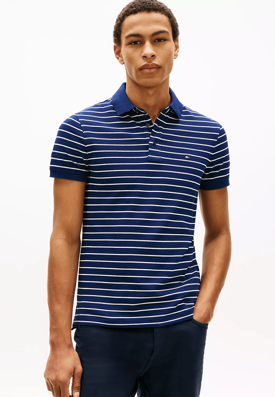 Tommy Hilfiger Tommy Hilfiger Erkek Pamuklu Polo Yakalı Düğme Kapamalı Kısa Kollu Mavi Polo Yaka T-Shirt MW0MW17771-0X5