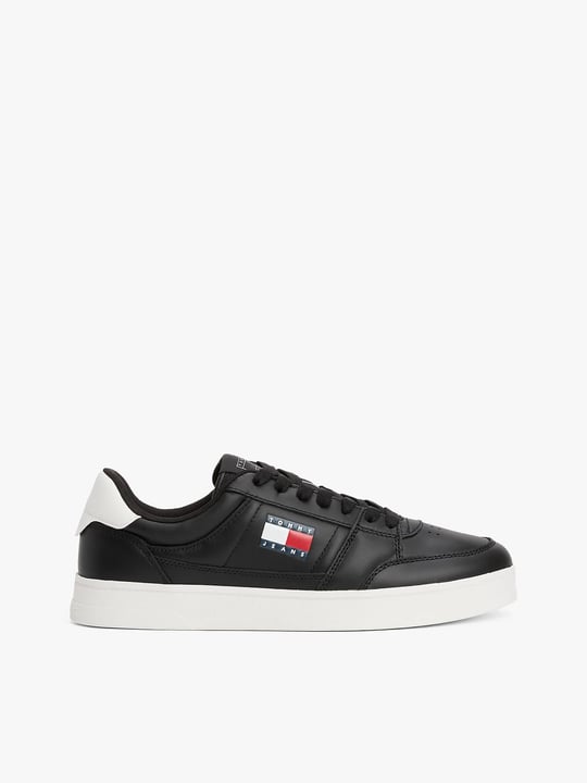 Tommy Hilfiger Tommy Hilfiger Erkek Rahat Düz Taban Nefes Alabilir Üst Yüzeyli Deri Siyah Sneaker EM0EM01574-BDS