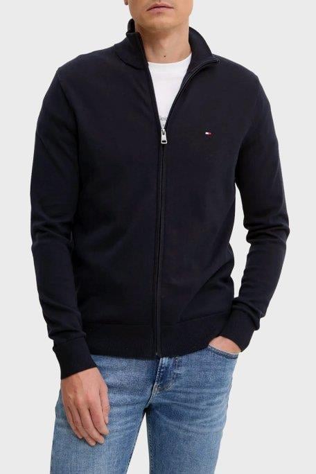 Tommy Hilfiger Tommy Hilfiger Erkek Regular Fit %100 Pamuklu Fermuarlı Dik Yaka Uzun Kollu Lacivert Hırka MW0MW36517-DW5