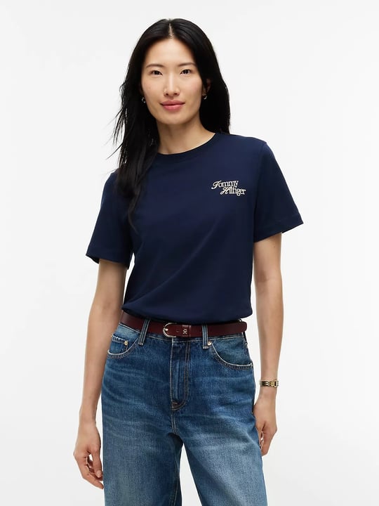 Tommy Hilfiger Tommy Hilfiger Kadın Kısa Kol Bisiklet Yaka Regular Fit Lacivert T-Shirt WW0WW52360-C1G