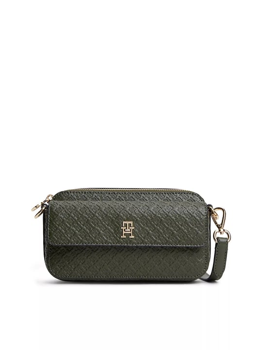 Tommy Hilfiger Tommy Hilfiger Kadın Logo Kabartmalı Çıkarılabilir Omuz Askılı Fermuarlı Yeşil Omuz Çantası AW0AW18922-MRZ