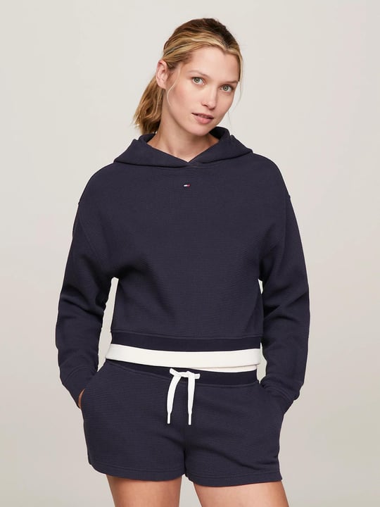 Tommy Hilfiger Tommy Hilfiger Kadın Logolu Desenli Uzun Kollu Günlük Kullanım Lacivert Sweatshirt S10S101718-DW5