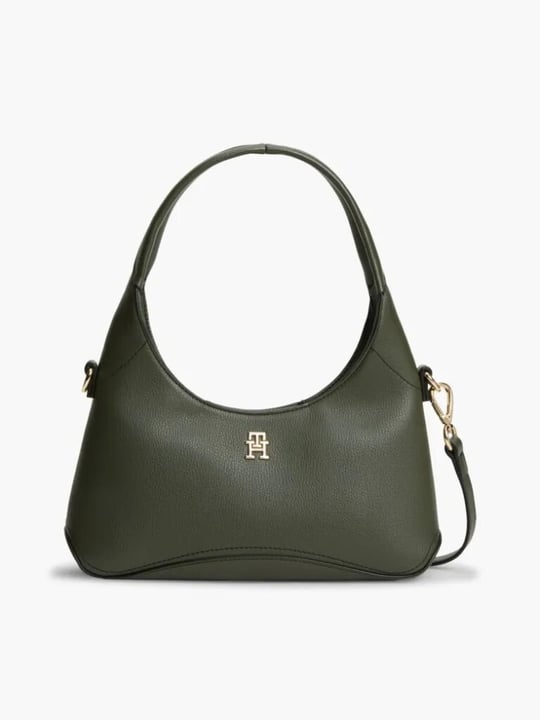 Tommy Hilfiger Tommy Hilfiger Kadın Mıknatıs Kapamalı Çıkarılabilir Çapraz Askılı Logo Plakalı Yeşil Omuz Çantası AW0AW19185-MRZ