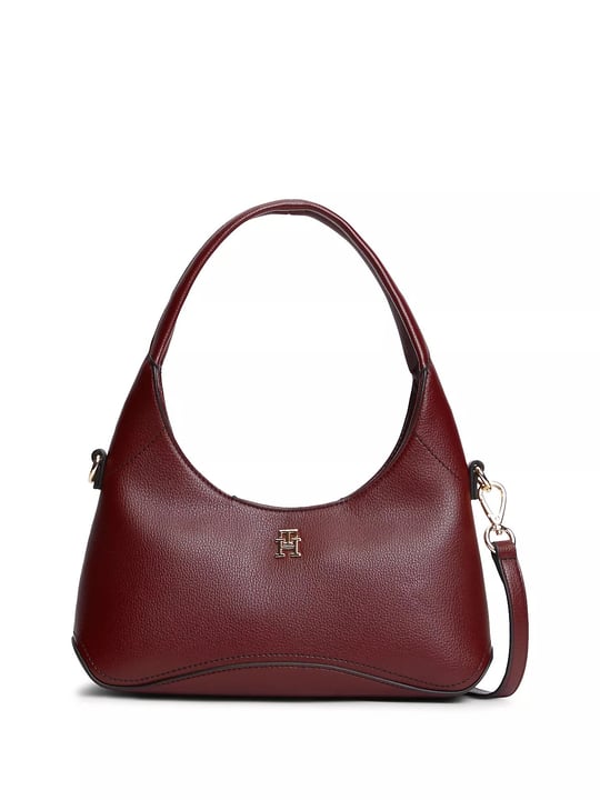 Tommy Hilfiger Tommy Hilfiger Kadın Mıknatıs Kapamalı Çıkarılabilir Çapraz Askılı Logo Plakalı Bordo Omuz Çantası AW0AW19185-XUT