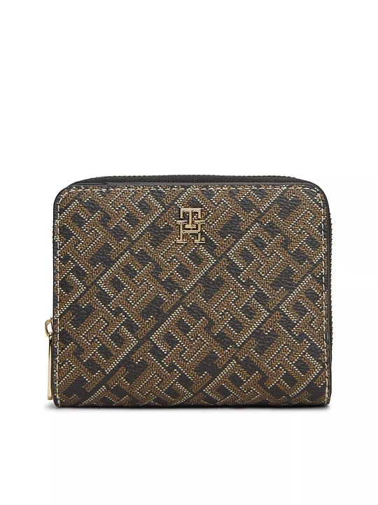 Tommy Hilfiger Tommy Hilfiger Kadın Monogram Logo Baskılı Fermuarlı Banknot Bölmeli Kahverengi Cüzdan AW0AW18995-0GJ