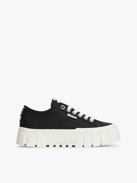 Tommy Hilfiger Tommy Hilfiger Kadın Platform Tabanlı Düşük Bilekli Desenli Siyah Sneaker EN0EN03070-BDS