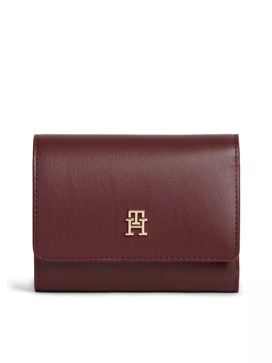 Tommy Hilfiger Tommy Hilfiger Kadın Pürüzsüz Yüzeyli Kağıt ve Bozuk Para Bölmeli Bordo Cüzdan AW0AW18129-XUT