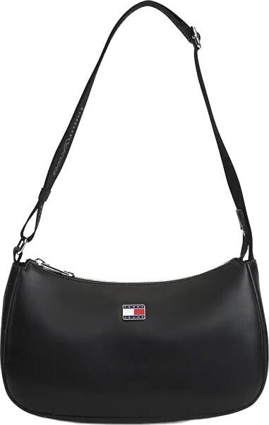 Tommy Hilfiger Tommy Hilfiger Kadın Pürüzsüz Yüzeyli Bayrak Logo Detaylı Omuz Askılı Siyah Omuz Çantası AW0AW19041-BDS
