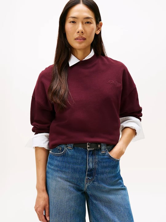 Tommy Hilfiger Tommy Hilfiger Kadın Regular Fit Bisiklet Yaka Uzun Kol Pamuklu Kırmızı Sweatshirt WW0WW46125-XIH