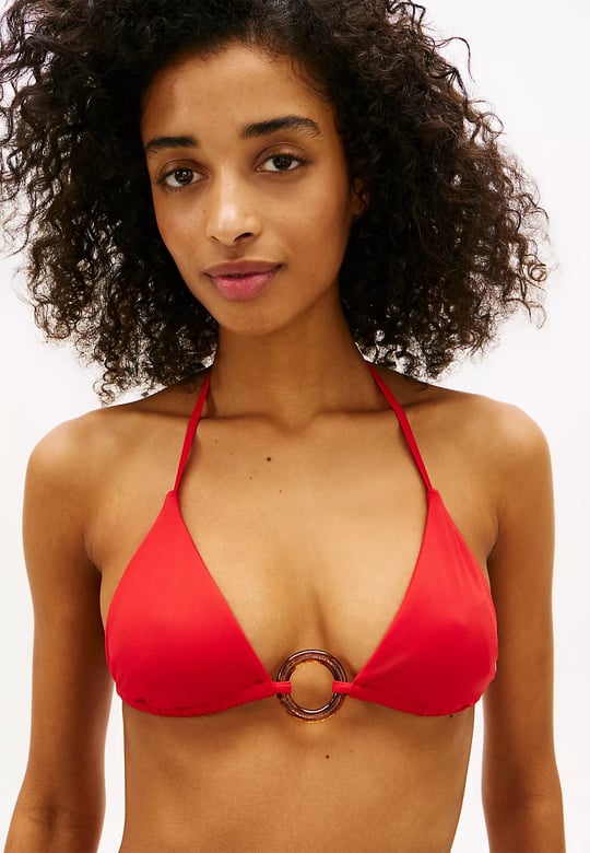 Tommy Hilfiger Tommy Hilfiger Kadın Suni Kaplumbağa Kabuğu Desenli Halkadan Metalik Detaylı Turuncu Bikini Üstü UW0UW06387-SNE