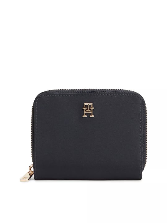 Tommy Hilfiger Tommy Hilfiger Kadın TH Monogram Logolu Banknot ve Kart Bölmeli Fermuarlı Lacivert Cüzdan AW0AW18991-DW6