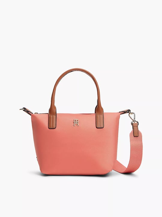 Tommy Hilfiger Tommy Hilfiger Kadın TH Monogram Logolu Fermuarlı Kısa Askılı Pembe Omuz Çantası AW0AW17709-TJ8