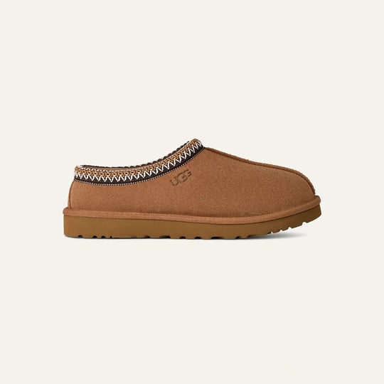 UGG UGG Erkek İşleme Bilek Detaylı İçi Kürklü Süet Taba Terlik 1174671-CHESTNUT
