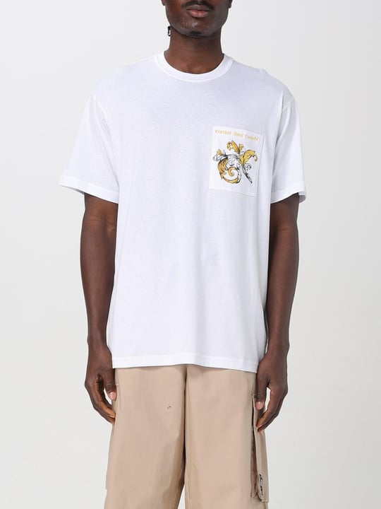 Versace Versace Kadın Regular Fit Yuvarlak Yakalı Cep Detaylı Arkası Grafik Baskılı Kısa Kollu Beyaz-Altın T-Shirt 78GAH6RBJS462-G03