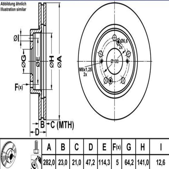 FREN DISK ON HAVA KANALLI 282-5 ( HONDA: CR-V 02 -  / HONDA: CIVIC VIII 07 - 11) 