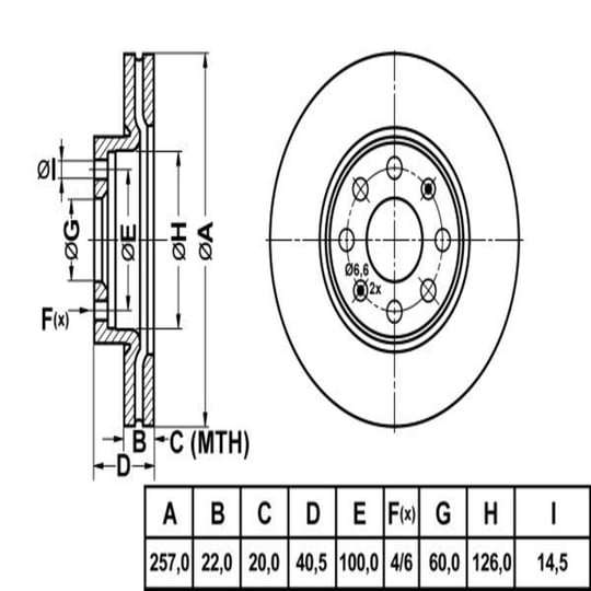 FREN DISKI ON HAVALI 257MM 4 BIJON - ( FIAT : GRANDE PUNTO 1.2 1.4 1.3 JTD 05> / OPEL : CORSA D 1.0 1.2 1.4 1.3 CDTI 06>)